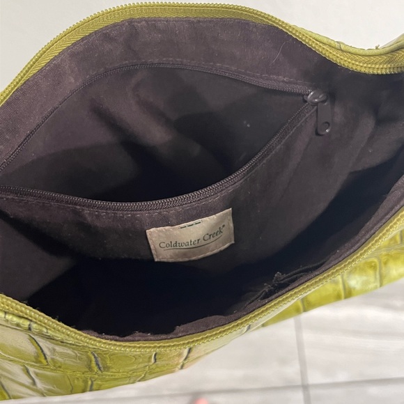 Coldwater Creek 90’s Vintage Faux Crocodile Lime Green Purse - Picture 9 of 12